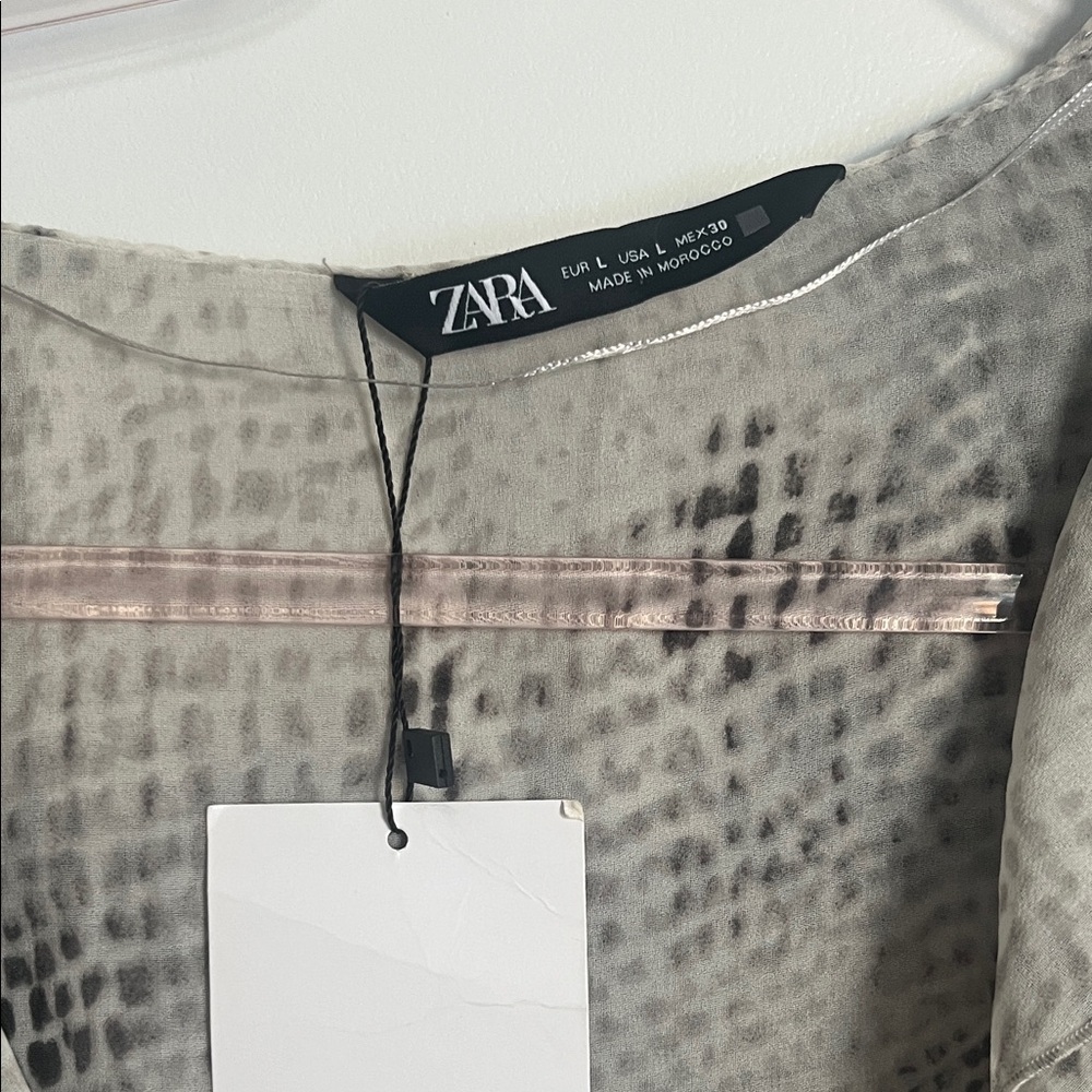 Zara Textured Gray Ruffle Blouse - Picture 4 of 5